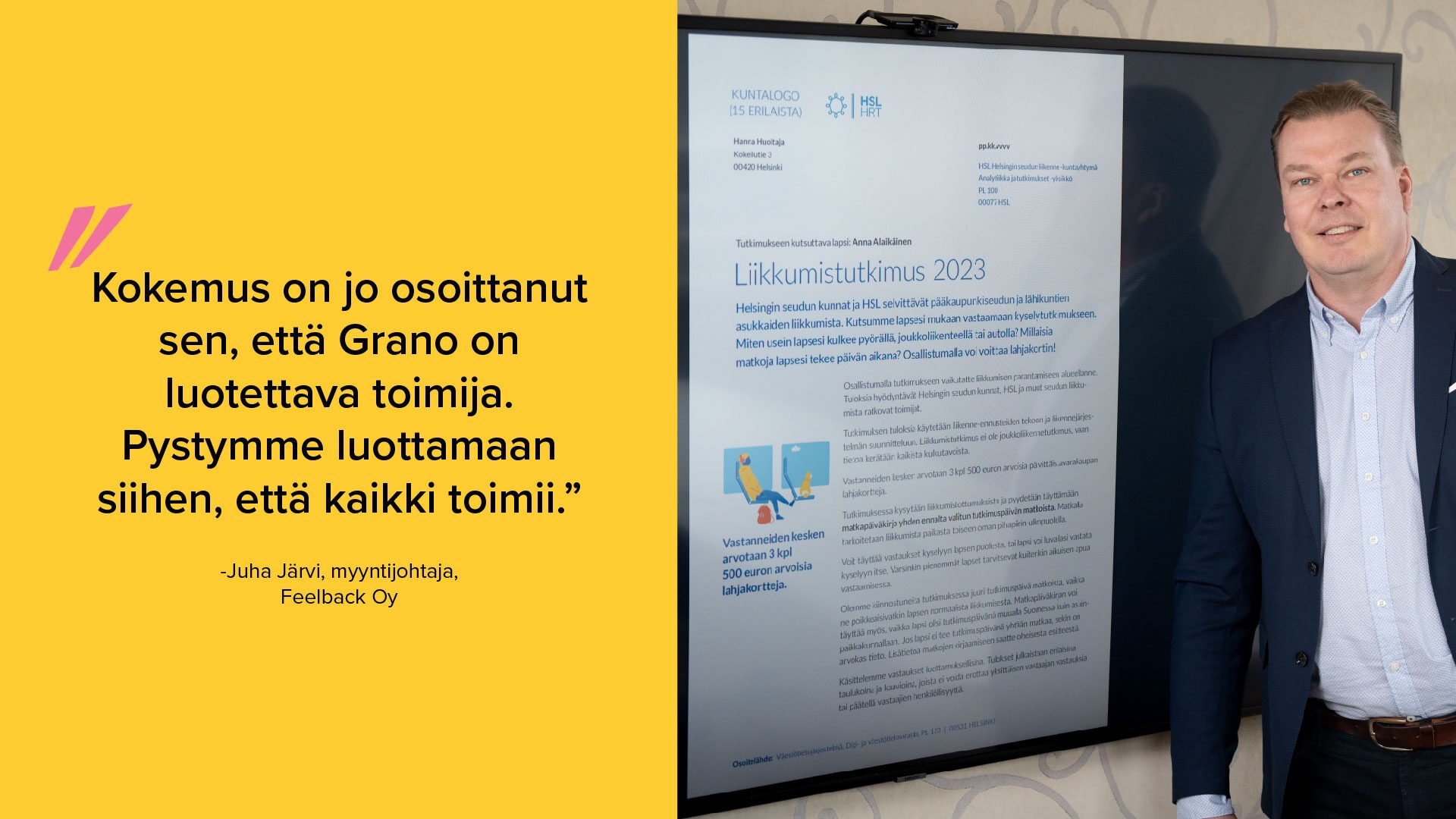 HSL:n Liikkumistutkimus onnistui Feelbackin ja Granon yhteistyöllä