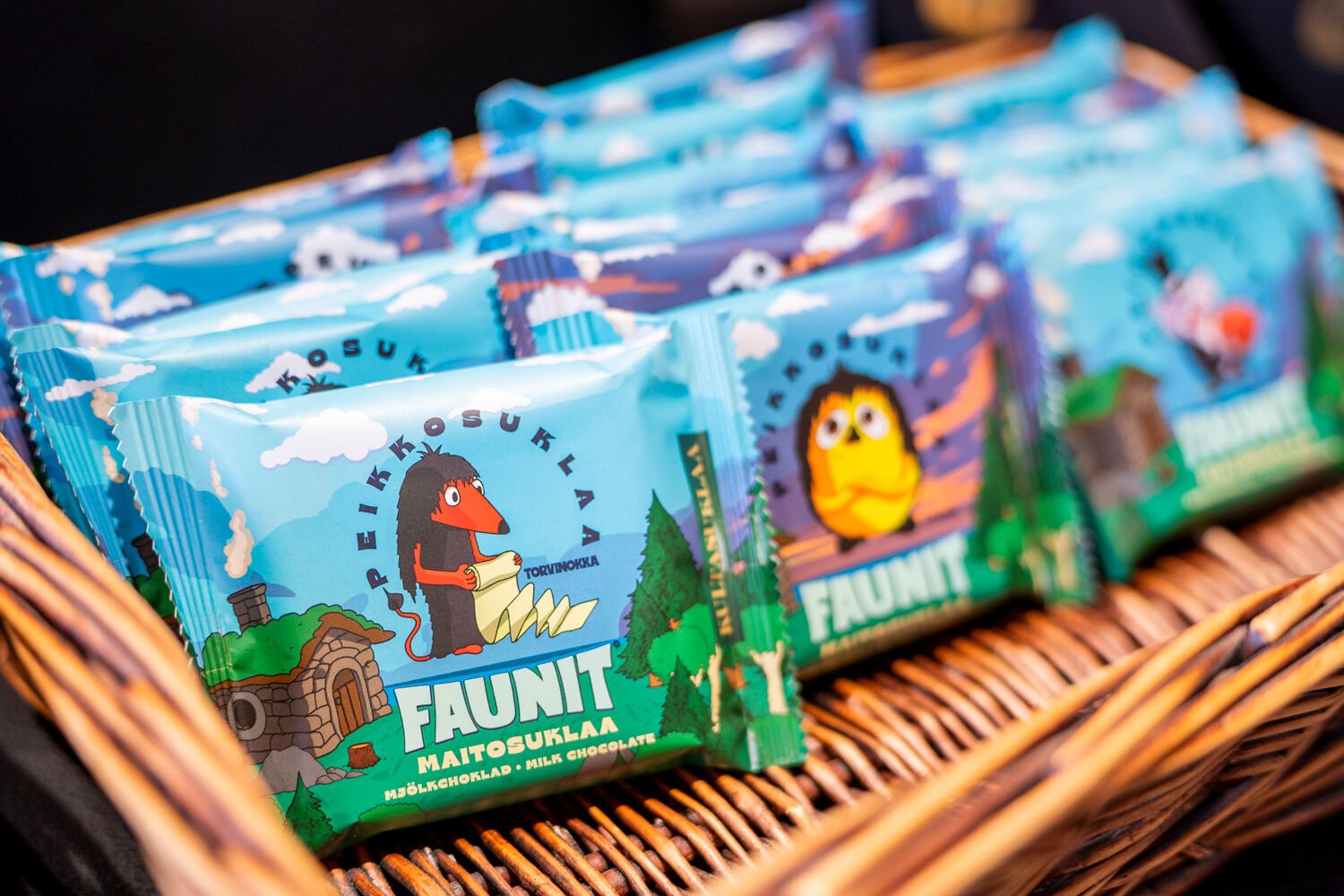 Grano producerade unika förpackningsomslag för Fauni-choklad