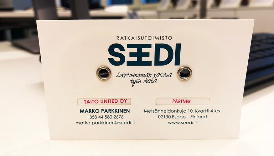Grano toteutti Seedille patentoidut käyntikortit.