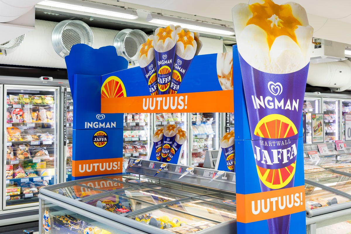 Ingman Hartwall Jaffa -jäätelö oli uutuus, joka ei jäänyt keneltäkään huomaamatta.