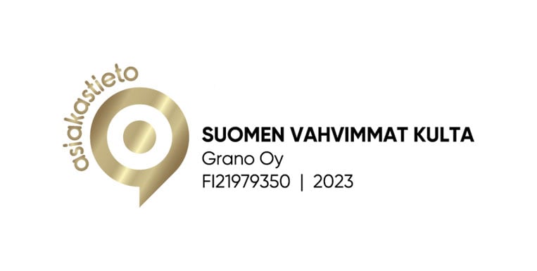 Grano Oy och Grano Group Oy har belönats med Suomen Asiakastieto Oy:s guldcertifikat