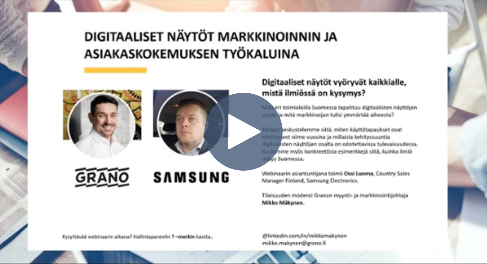 Webinaaritallenne: Digitaaliset näytöt markkinoinnin ja asiakaskertomuksen työkaluina